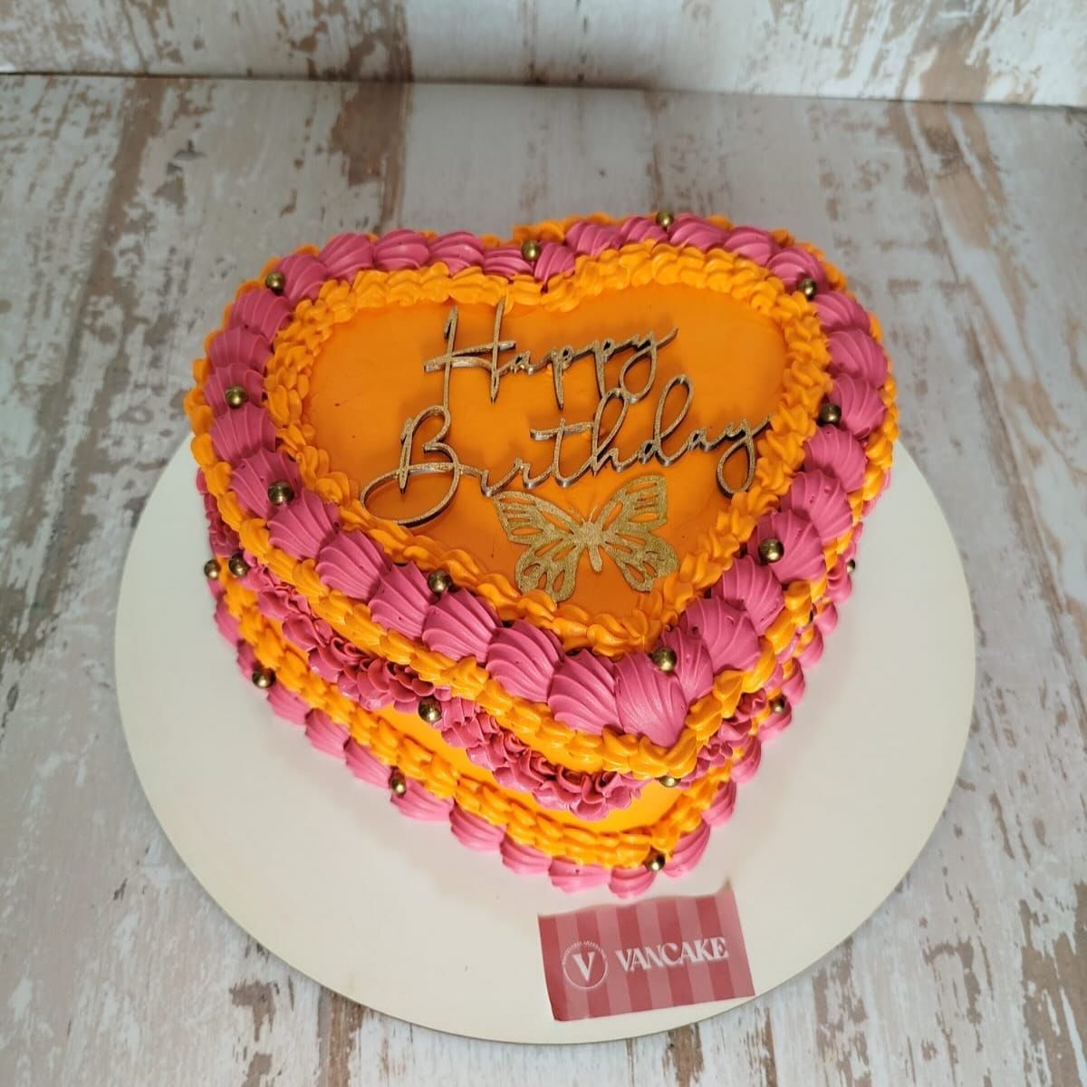 Torta corazón naranja rosa VANCAKE